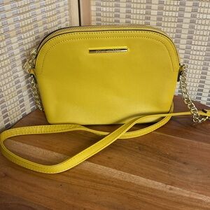 Steve Madden Mustard Yellow Embossed Logo Dome Crossbody Purse